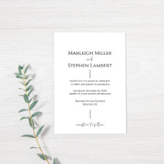 Faire-part de mariage simple moderne noir et blanc
