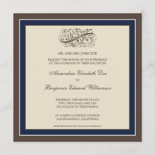 Faire-part de mariage simplement élégant (bleu