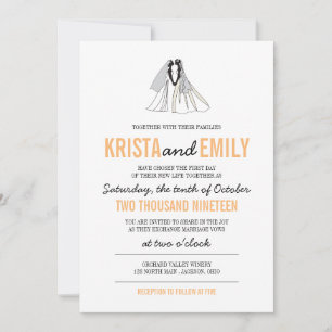 Faire-part de mariage simples en silhouettes