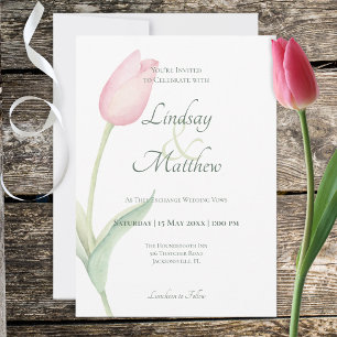 Faire-part de mariage solo Tulip rose