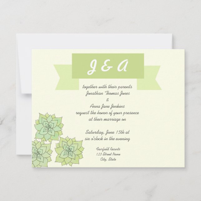 Faire-part de mariage succulent (Devant)