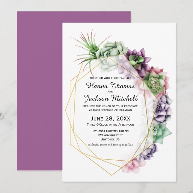 Faire-part de mariage Succulent du désert (Devant / Derrière)