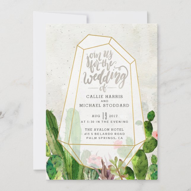 Faire-part de mariage Succulente du désert - Pierr (Devant)