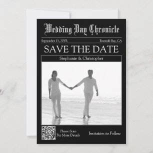 Faire-part de mariage sur journal 1 Photo QR code 