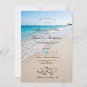 Faire-part de mariage sur la plage, design océan t