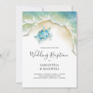 Faire-part de mariage sur la plage Tortue de mer p