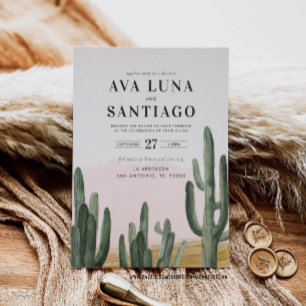Faire-part de mariage sur le thème du cactus du dé