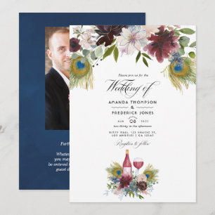 Faire-part de mariage sur le thème du vin Paon Bou