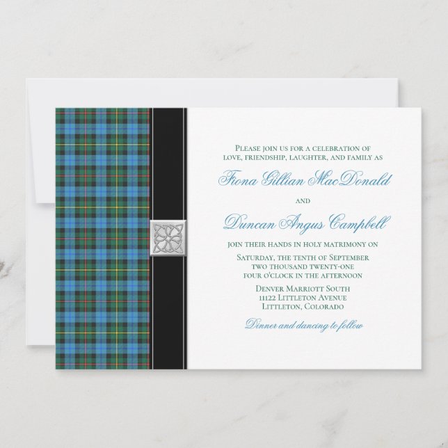 Faire-part de mariage Tartan Smith antique (Devant)