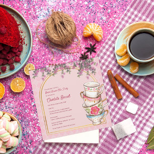 Faire-part de Mariage Tasse à Thé Floral Fantaisis