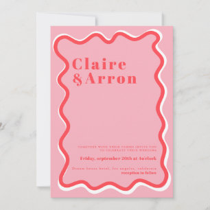 Faire-part de mariage tendance rose rouge
