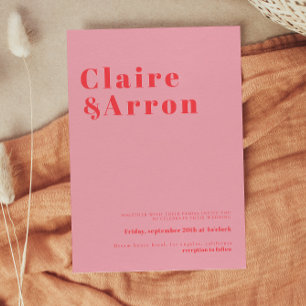 Faire-part de mariage tendance rose rouge