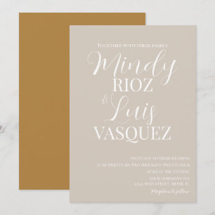 Faire-part de mariage Terre cuite beige écriture m