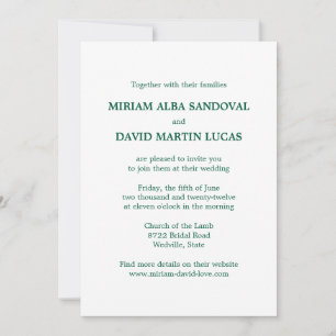 Faire-part de mariage texte vert formel minimalist