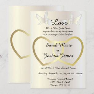 Faire-part de mariage - Thème Coeurs d'Or