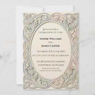 Faire-part de mariage Thistle celtique ivoire