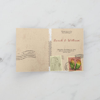Faire-part de mariage timbre vintage