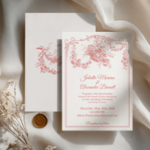Faire-part de mariage Toile de Jouy rose poudré Pa