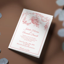 Faire-part de mariage Toile de Jouy rose poudré Pa