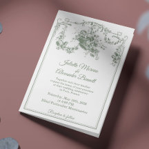 Faire-part de mariage Toile de Jouy vert sauge Par