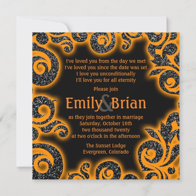 Faire-part de mariage tourbillon de parties scinti (Devant)