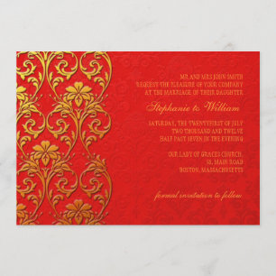 Faire-part de mariage Tourbillon Rouge et Or