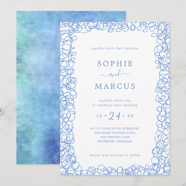 faire-part de mariage tourbillonnant (Devant / Derrière)