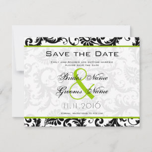 Faire-part de mariage Tourbillons de Damas Vert Po
