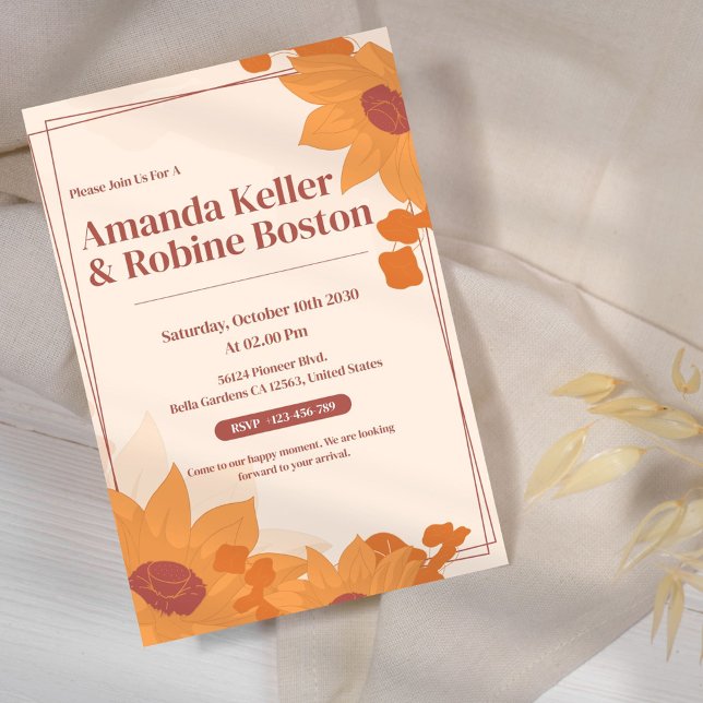 Faire-part de mariage tournesol (Créateur téléchargé)