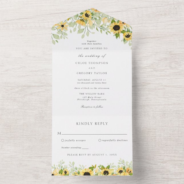 Faire-part de mariage Tournesol d'automne tout-en- (À l'intérieur)