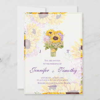 Faire-part de mariage tournesol jaune botanique 2