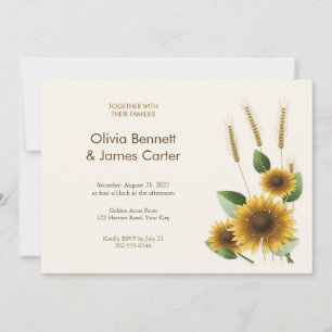 Faire-part de mariage Tournesols peints et Blé