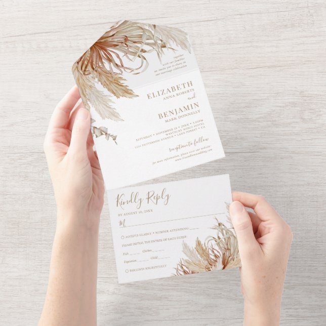 Faire-Part de Mariage Tout Compris Herbe des Pampa (Déchirure)