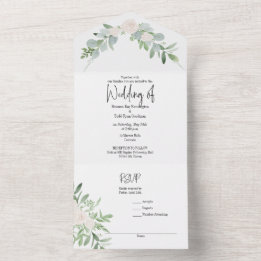Faire-Part de Mariage Tout-en-Un Aquarelle Floral