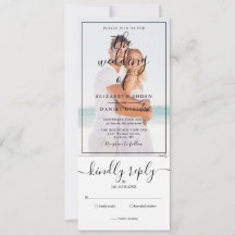 Faire-part de mariage tout-en-un avec écriture élé