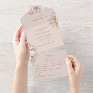 Faire-part de mariage tout-en-un avec herbe de Pam