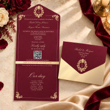 Faire-part de mariage tout-en-un Baroque Or Bourgo