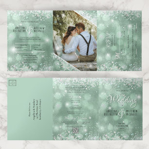 Faire-Part de Mariage Tout en Un Budget Aqua Paill