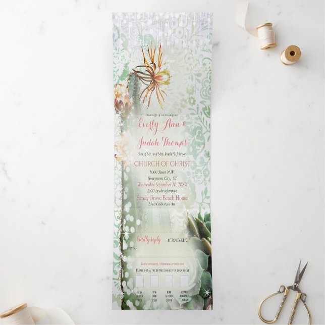 Faire-part de mariage tout-en-un cactus succulent (Intérieur)