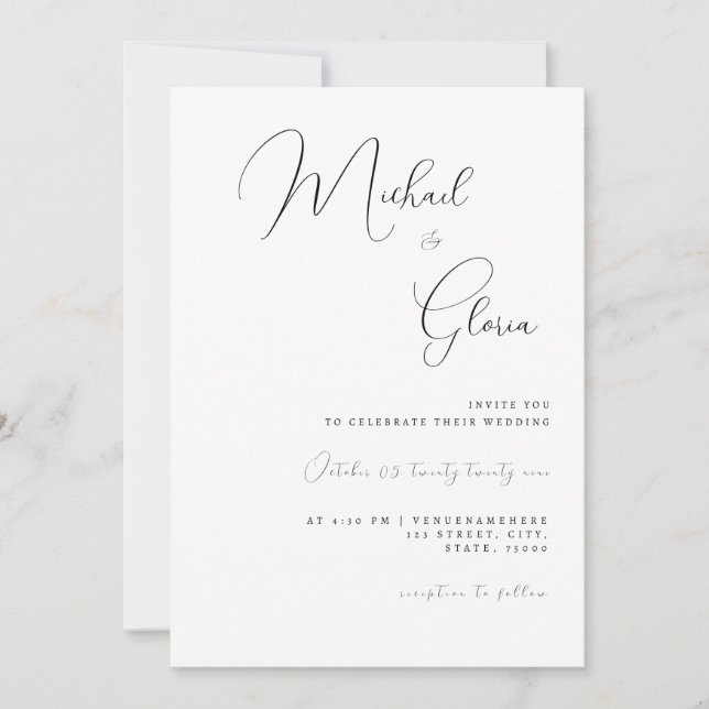 Faire-Part de Mariage Tout en Un Code QR Calligrap (Devant)