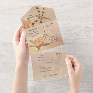 Faire-part de mariage tout-en-un Dragonfly et Lily