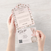Faire-part de mariage tout-en-un Elegant Beach Sea