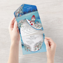 Faire-part de mariage tout-en-un Fantaisie hiverna
