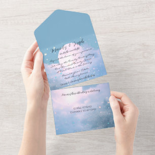 Faire-Part de Mariage Tout en Un Lune Miroitante
