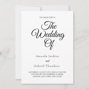 Faire-part de mariage tout-en-un minimaliste blanc