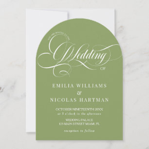 Faire-part de mariage tout-en-un Monogramme Vert