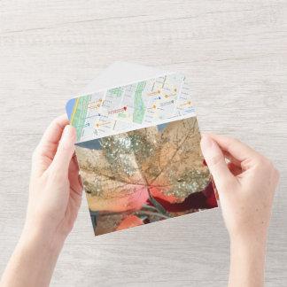 Faire-Part de Mariage Tout en Un Photo Feuille d'O