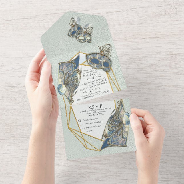 Faire-part de mariage tout-en-un romantique riche  (Déchirure)