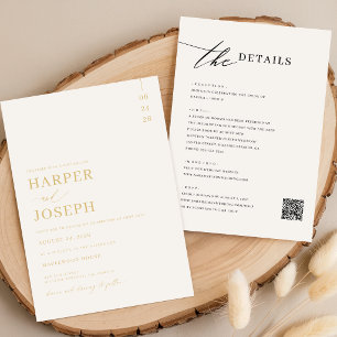 Faire-Part de Mariage Tout-en-Un Simples avec Code
