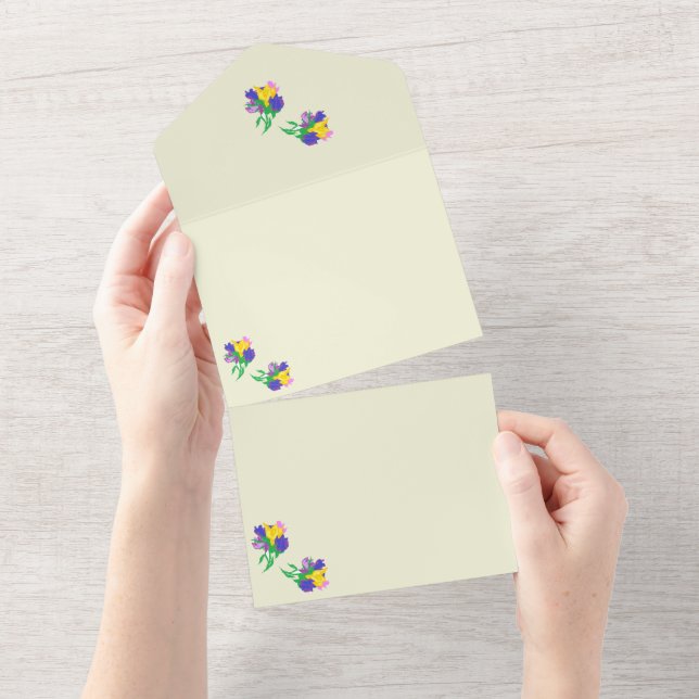 Faire-Part de Mariage Tout-en-un Tulipes (Déchirure)